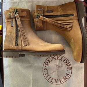 Penelope Chilvers | Cropped tassel women’s boots in biscuit 🍁🍂